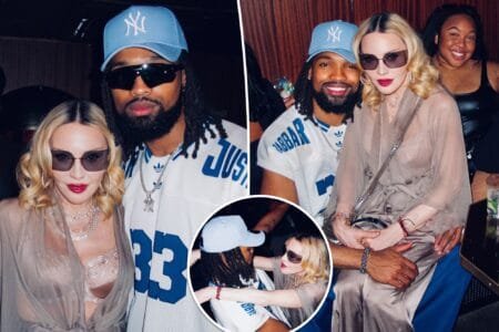 Madonna flaunted her bra under a sheer top at boyfriend Akeem Morris’ 29th birthday party.Instagram/madonna