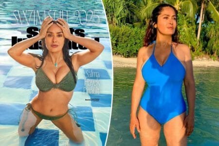 Salma Hayek wears a green sparkling bikini on the cover of the Sports Illustrated Swimsuit Issue 2025.Ruven Afadaor/Sports Illustrated