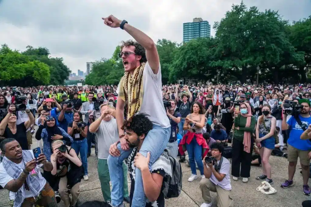 The University of Texas-Austin is one of the campuses where anti-Israel protests have exploded this week, copycatting the takeover of Columbia University’s lawn.AP