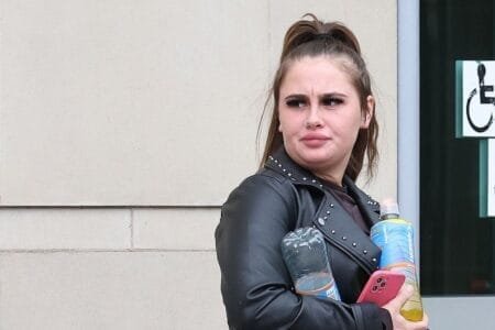 Sian Maxwell outside court after an earlier hearing last month