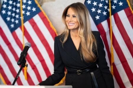 Melania Trump wore a chic Michel Kors suit to the event.Andrea Hanks