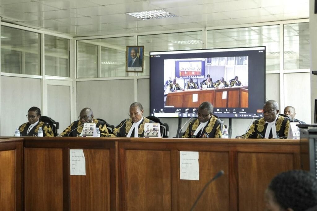 The panel of five judges of the Constitutional Court led by the country’s chief justice, Richard Buteera, in Kampala, Uganda, on Wednesday gives its seal of approval on the anti-homosexuality law, declaring that the Anti Homosexuality Act of 2023 complies with the Constitution of Uganda. (Hajarah Nalwadda / Associated Press)