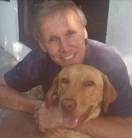 Fr Eddie Elliott with one of his dogs