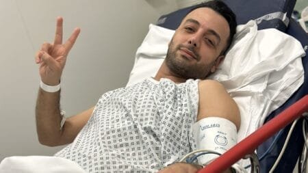 Pouria Zeraati jokingly called his stint in hospital a 'slight delay'. Pic: X / @pouriazeraati