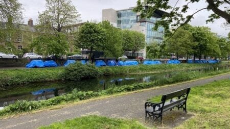The tents are located less than 400 metres from the International Protection Office