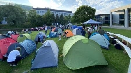 Around 50 students have this evening pitched tents