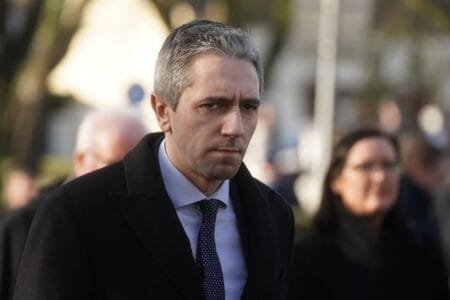 Taoiseach Simon Harris describes protest outside his house as his children were preparing for bed