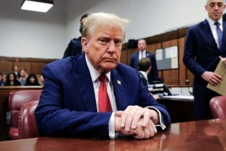 Donald Trump in Manhattan Criminal Court on Tuesday.Curtis Means / Getty Images