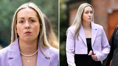 Rebecca Joynes leaves court on FridayCredit: Steve Allen