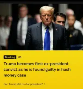 Donald Trump has become the first former US president to be criminally convicted. Donald Trump has become the first former US president to be criminally convicted.