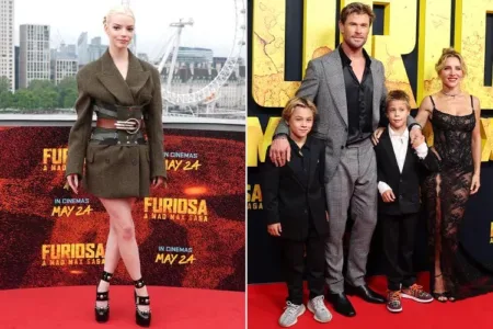 (Left-right:) Anya Taylor-Joy on May 18; Tristan Hemsworth, Chris Hemsworth, Sasha Hemsworth and Elsa Pataky on May 2. PHOTO: GETTY(2)