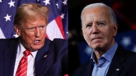 Former President Donald Trump is demanding President Joe Biden undergo aa drug test before the two candidates debate each other on June 27.Getty Images