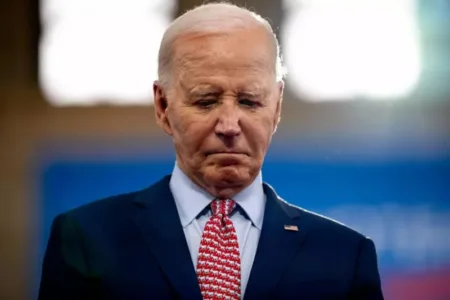 President Biden stands on stage as Vice President Kamala Harris introduces him during a campaign rally Wednesday at Girard College in Philadelphia.Andrew Harnik/Getty Images