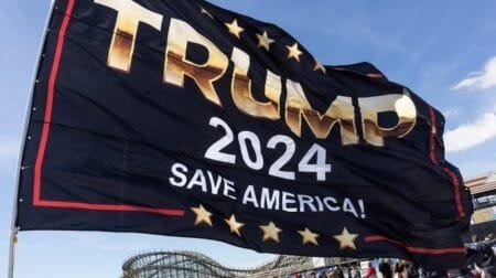 Supporters of former President Trump gather for a rally in Wildwood, New Jersey, on May 11, 2024. (Andrew Lichtenstein/Corbis via Getty Images)