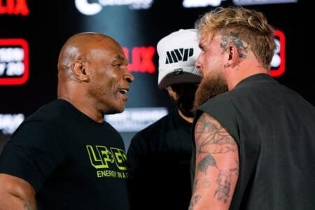 Mike Tyson (L.) and Jake Paul’s boxing fight is postponed.AP