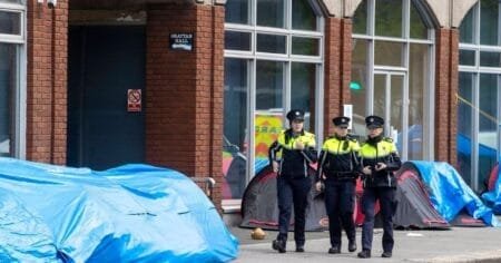 Multi-agency operation to move people from Mount Street, Dublin. Photograph: Dara Mac Dónaill