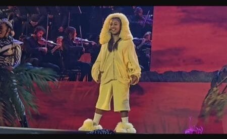 Kanye West supported his 10-year-old daughter North West on Friday as she made her singing debut in the Lion King 30th anniversary concert at Hollywood Bowl