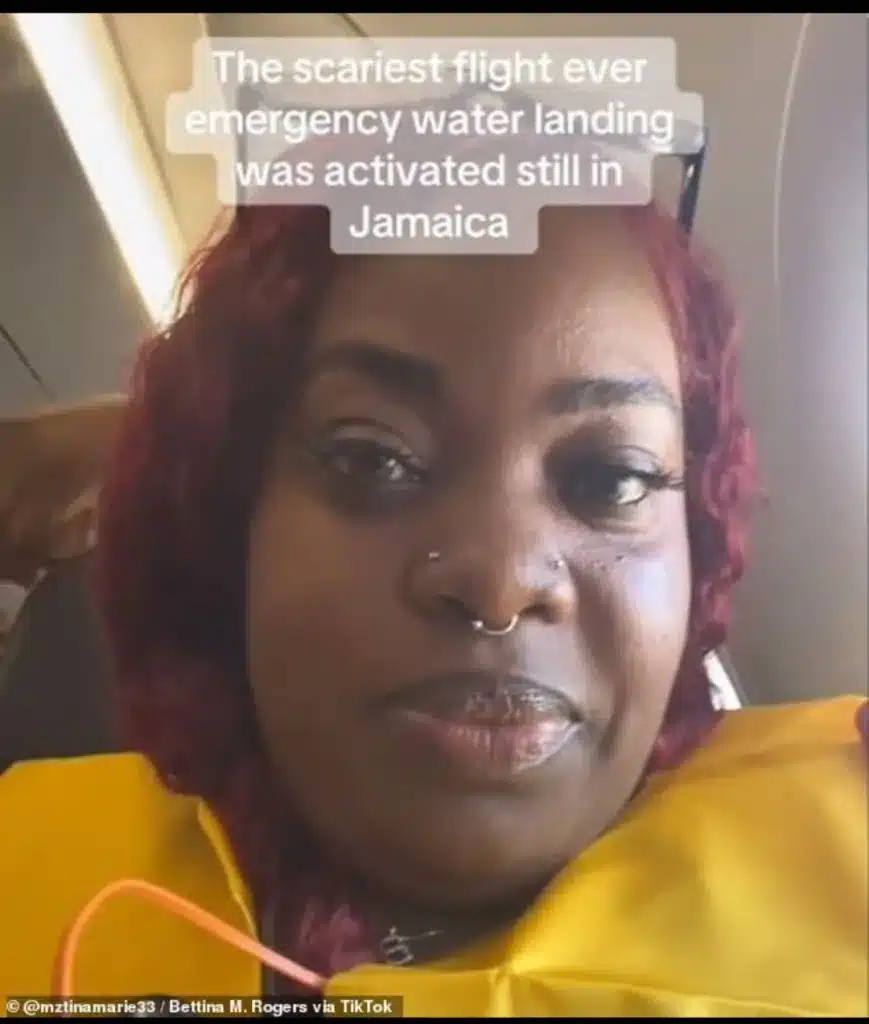 TikTok user Bettina Rogers shared footage from inside the plane's cabin on Saturday