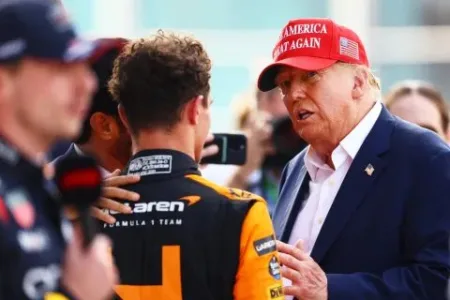 Donald Trump with Miami Grand Prix winner Lando Norris (Getty)