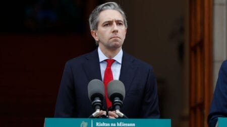 Taoiseach Simon Harris said recognition of Palestine as a state is the only credible path to peace. Pic: PA