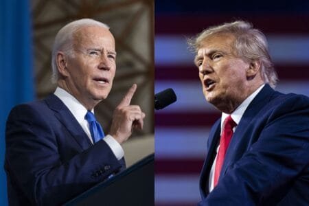 Joe Biden and Donald TrumpPhotographers: Jim Lo Scalzo/EPA/Bloomberg; Al Drago/Bloomberg