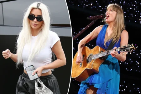 Taylor Swift called out people who “talk s–t” before performing Kim Kardashian diss “thanK you aIMee” during her Eras Tour stop in London Saturday. Kevin Mazur/Getty Images for TAS Rights Management