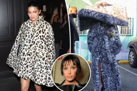 Kylie Jenner channeled Bianca Censori in a leopard print dress during Paris Fashion Week. TheRealSPW / BACKGRID