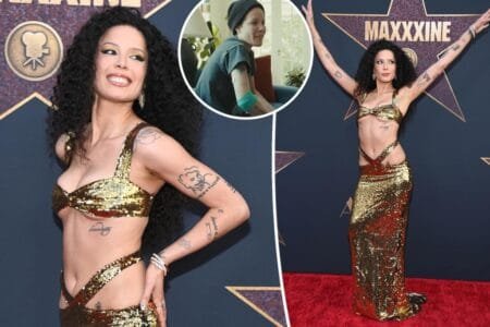 Halsey arrived at the premiere of “MaXXXine” wearing a sequined set. FilmMagic