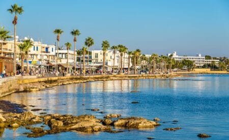 View of embankment at Paphos Harbour Cyprus