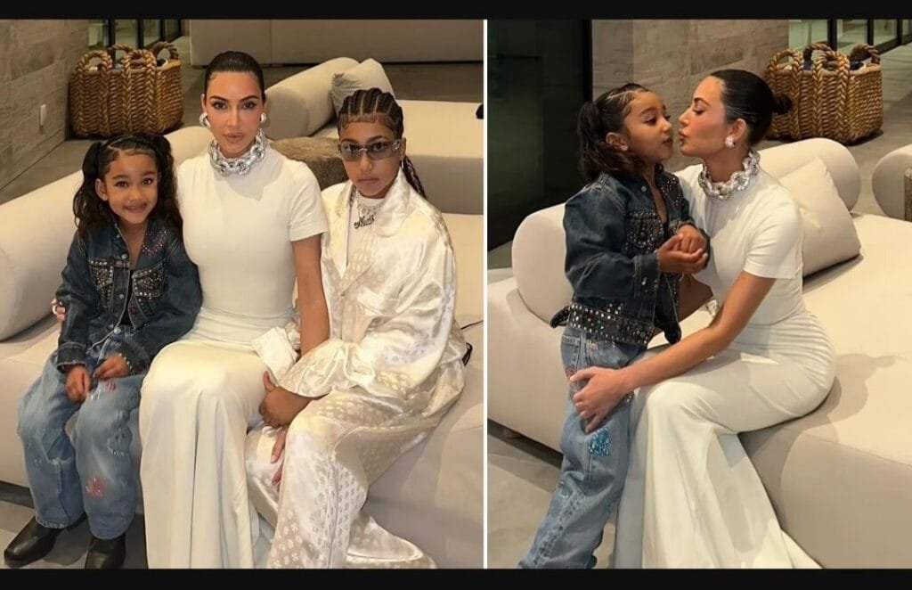 Kim Kardashian, 43, proudly posed with daughters North West, 10, and Chicago, six, as she continues to shrug off recent Lion King drama in new Instagram snaps uploaded on Sunday