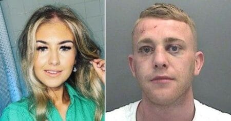 Demi Mabbitt, pictured left, and Cameron Jones, right, in his police mugshot (Picture: Wales News)