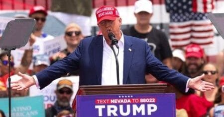 Six people were taken to hospital amid searing heat in Trump’s Nevada rally (Picture: Reuters)