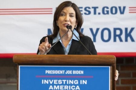 Gov. Kathy Hochul, a mother and grandma, won't push for a smartphone ban until January.Ron Adar/Shutterstock