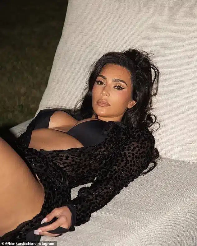 The star showed off the pool outfit in a number of poses during the nighttime photoshoot The star showed off the pool outfit in a number of poses during the nighttime photoshoot