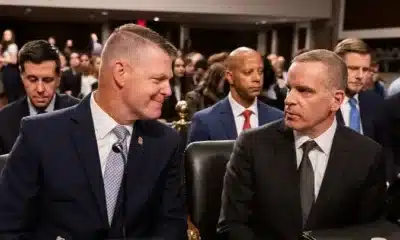 Secret Service Director Ronald Rowe Jr., left, speaks with FBI Deputy Director Paul Abbate before testifying on the security failures leading to the assassination attempt on former President Trump on July 30, 2024. (Roberto Schmidt/AFP via Getty Images)