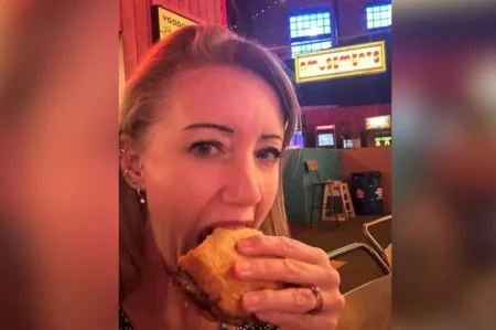 Charlotte Kahl 47 drove 200 miles from Winchester to try one of Manchesters most popular burger spots
