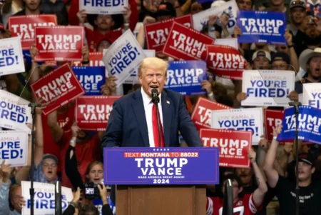 Former President Donald Trump accused Vice President Kamala Harris and her new running mate Minnesota Gov Tim Walz of running on a fake record during a campaign rally in Montana on Friday