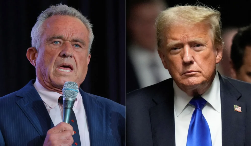 Donald Trump told Fox News on Thursday that he would be "honored" by an RFK Jr. endorsement. (Left: (Photo by John Parra/Getty Images for Latino Wall Street), Right: (Photo by Nic Antaya/Getty Images))