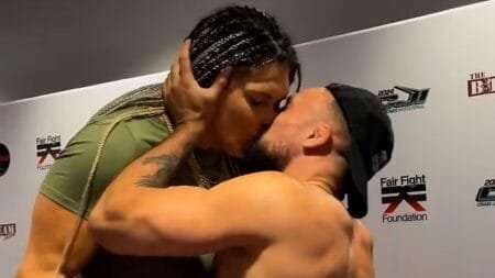 An intergender grappling match was 'cancelled' when Craig Jones seemingly grabbed his opponent and kissed her