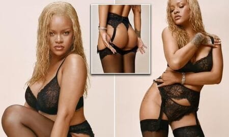 Rihanna showed off her impressive figure in lace lingerie for a Savage Fenty shoot Credit: Instagram