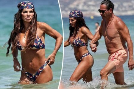 Teresa Giudice soaked up the sun at a beach in Ibiza with her husband, Luis Ruelas, on Monday. BACKGRID