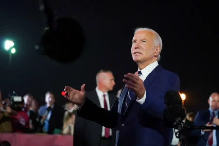 US President Joe Biden speaks to the press at Joint Base Andrews in Maryland US August 1 2024