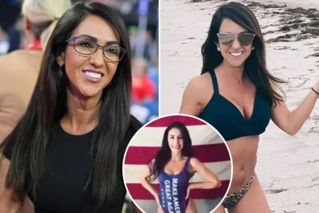 Lauren Boebert’s tribal tattoo stretches from her pelvic bone across the right side of her torso toward her ribs. X / @GingerLGaetz