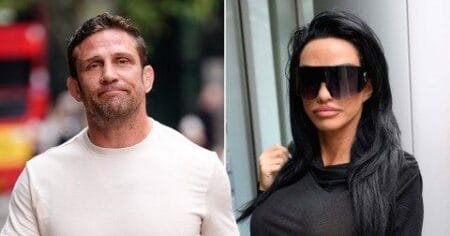 Katie Price arrived at court this morning closely followed by her ex husband Alex Reid (Picture: Karwai Tang/PA)