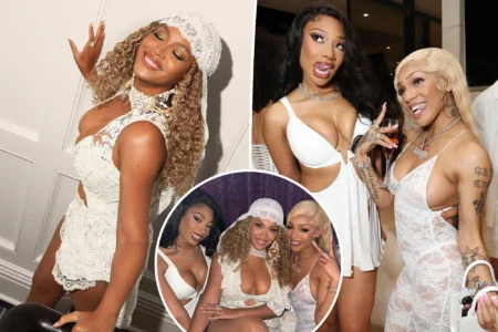 Beyoncé pictured above shared photos of her recent meet up with Megan Thee Stallion and Glorilla on Instagram on Friday