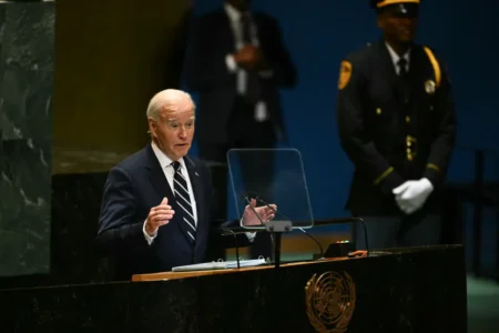 Biden speaks during the 79th session of the United Nations General Assembly at UN headquarters in New York City on September 24 2024