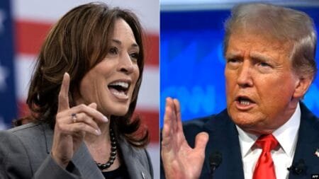 Iranian hackers have been accused of targeting the e mail accounts of both the Republican candidate former President Donald Trump right and his Democratic rival Kamala Harris left