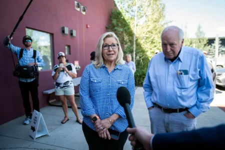 Liz and Dick Cheney endorsed Kamala Harris for president. AP