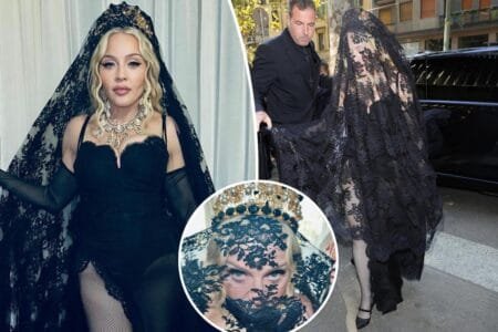 Madonna makes a dramtic entrance in black lace veil M10news