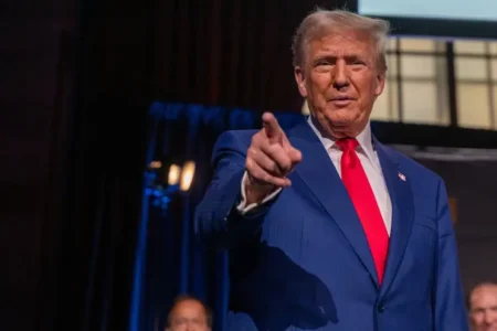 Republican presidential nominee and former President Donald Trump addresses the Economic Club of New York at Ciprianis on September 5 2024 in New York City